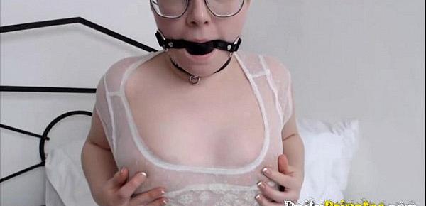  Submissive BDSM slave Kitty enjoying ass plug